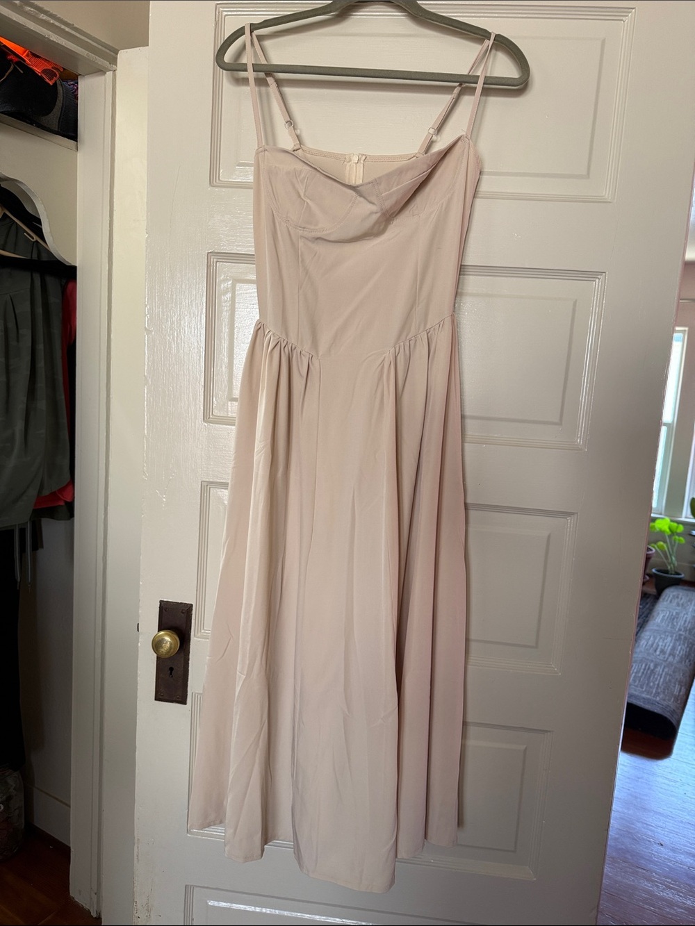 Light Blush Spaghetti-Strap Midi Dress